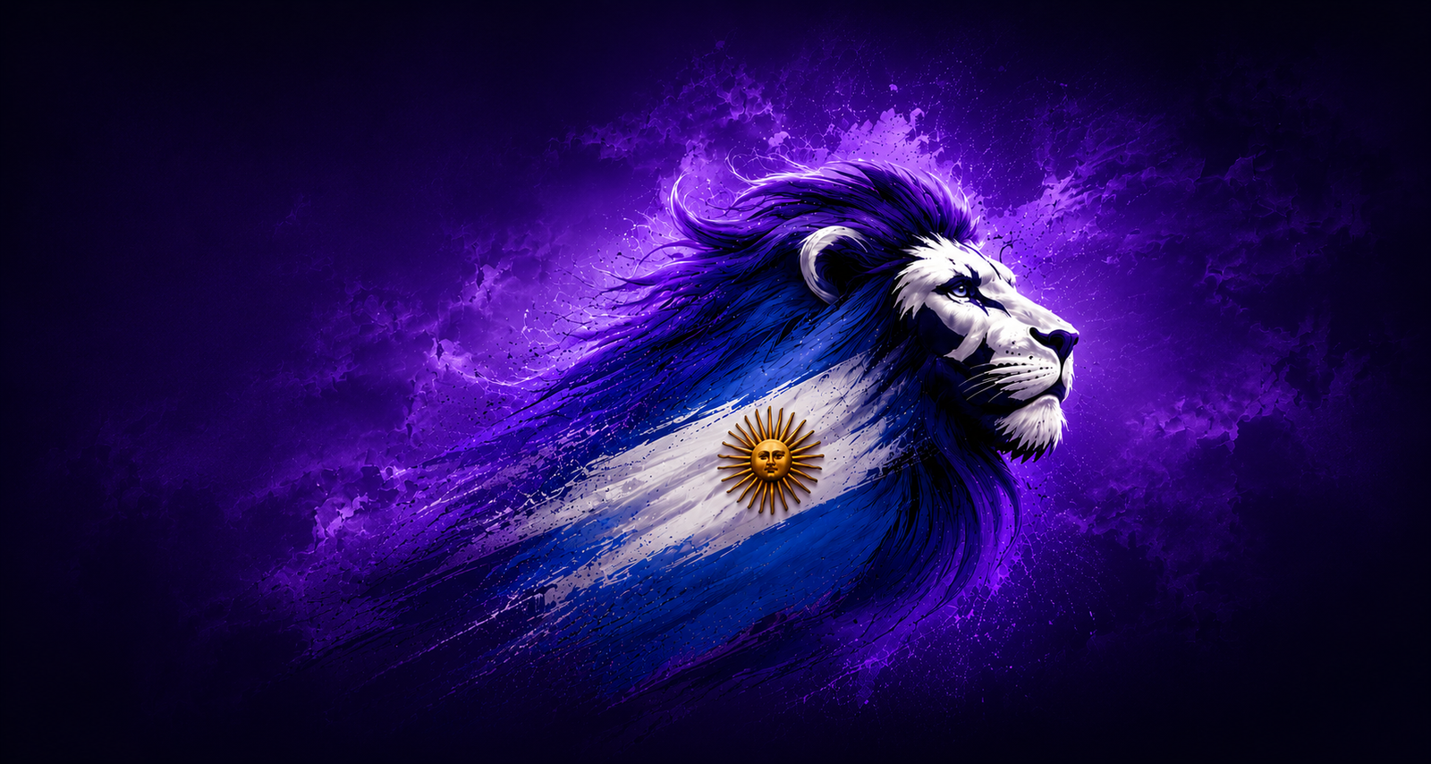 León heráldico con los colores de la bandera argentina